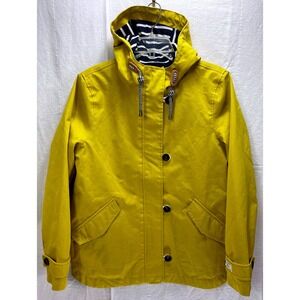 Joules Right as Rain Coast Antique Gold Zipped Hooded Raincoat Women US 8
